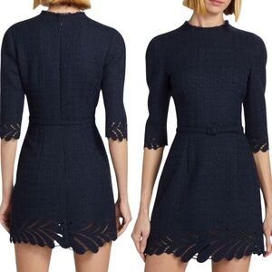 Oscar de la Renta Fern Embroidered Wool-Blend Tweed Minidress